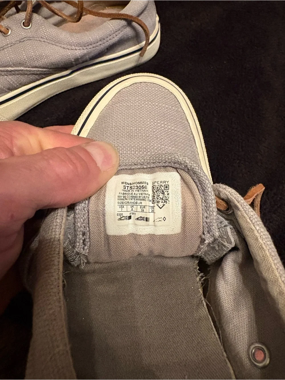 Sperry Top-sider Striper II CVO light grey/gray Baja canvas boat shoes men’s 7